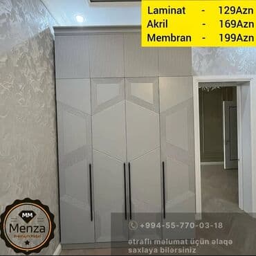 akril mdf: Yeni, Açılan, 4 qapılı Düz dolab, Qarderob, paltar dolabı, Rusiya — 1