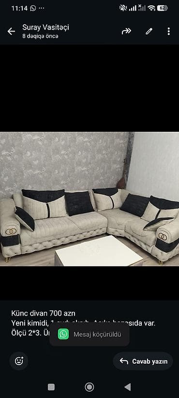 Künc divan 700 azn Yeni kimidi, 1 aydı alınıb. Açılır, bazasıda var