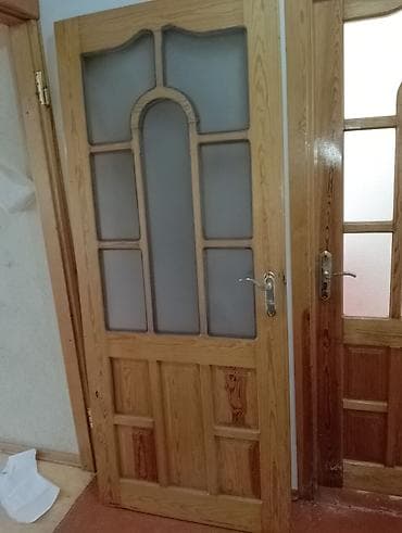 otaq qapsi: Taxta ara qapı – şüşəli model - Material: təbii ağac (açıq palıd rəng — 1