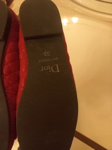 rezin botlar: Məhsul: Qırmızı baletka ayaqqabılar - Brend: Dior (daxili və alt — 2