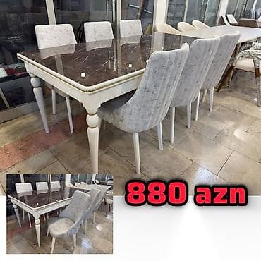 Qonaq otağı üçün, Yeni, Açılan, Dördbucaq masa, 6 stul