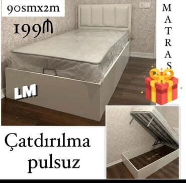 yığılan carpayı: Yeni, Təknəfərlik çarpayı, Bazalı, Matras ilə, Siyirməsiz, Azərbaycan — 1