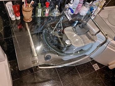 hamam ref: Продаётся стеклянная раковина из толстого стекла, с металлическими — 3