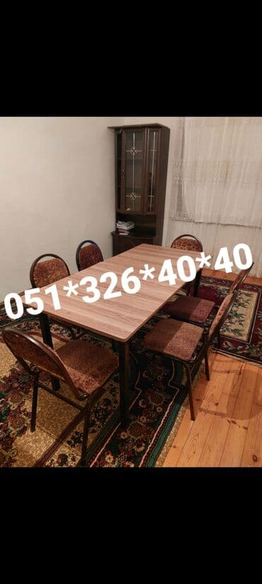 Masa və oturacaq dəstləri: Qonaq otağı üçün, Yeni, Açılan, Dördbucaq masa, 1 stul — 14