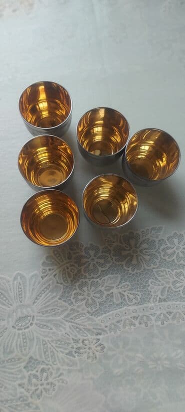 dekorativ qab: Rümkalar, rəng - Gümüşü, 6 ədədli dəst, SSRİ — 1