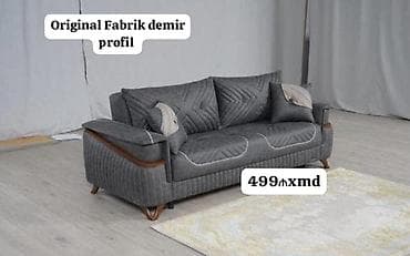 parca: - Qrafit boz rəngdə 3 yastıqlı divan - Original fabrik istehsalı — 1