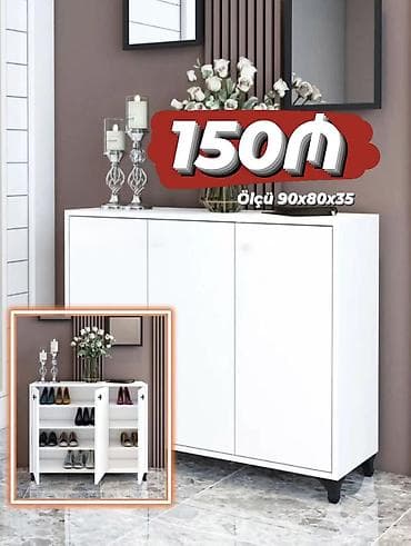 Ağ rəngli ayaqqabılıq/dolab - Ölçü: 90 x 80 x 35 sm (şəkildə