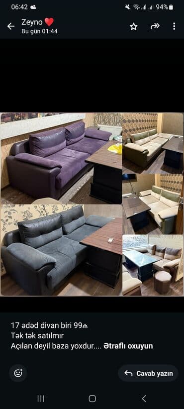 hasar uzlukleri: Künc divan, Açılmayan, Bazasız, Çatdırılma yoxdur — 1