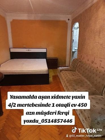 kurdexani ev: Yasamalda aşan xidmete yaxin 4/2 mertebesinde 1 otaqli ev 450 azn — 1