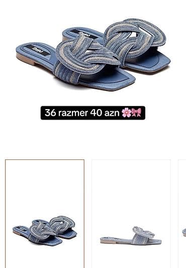 mavi macun: Məhsul: Qadın üçün slayd (şləp) sandal - Rəng: mavi tonlarında - — 1