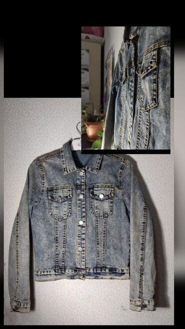 cins pencekler instagram: Denim cins gödəkçə - Rəng və yuma: Açıq-mavi/boz tonlarda vintaj — 4