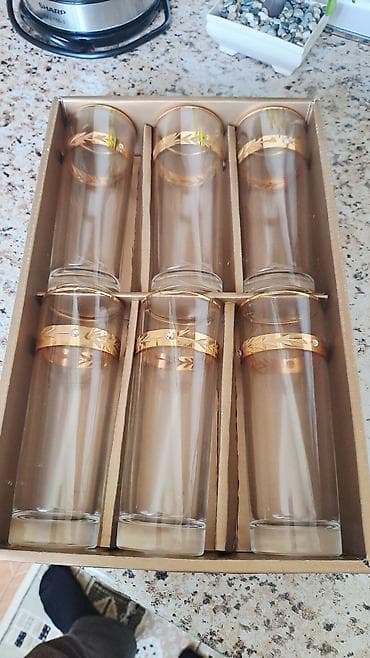 bezek esyasi: Stəkanlar, rəng - Qızılı, Şüşə, 6 ədədli dəst — 2