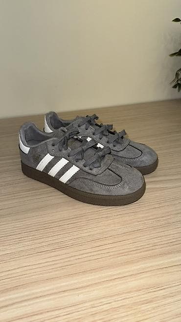 Мужская обувь: Məhsul: Adidas Samba Grey (suede üstlük) - Rəng: Tünd boz üstlük, ağ — 2