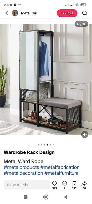 Дом и сад: Loft üslubunda metalkarkaslı mebel dəsti - Vizaj masası: Geniş iş — 3