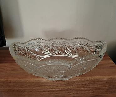 şüşə çaynik: Kəsimli şüşə meyvə/qənnadı qabı - Material: qalın, şəffaf kəsimli — 1