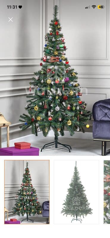 ağac dərmanları: Yolka Yeni il şam ağacı + bəzək dəsti Xüsusiyyətlər: - Hündürlük — 1