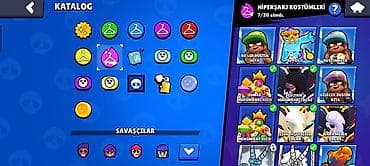 real gitara: Brawl Stars hesabı, içərisində 3 ədəd meka kostumu var,2019 un — 8