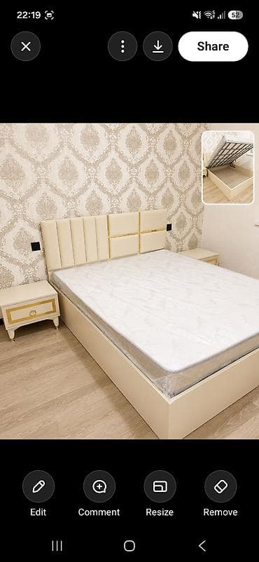 Krem rəngli iki nəfərlik çarpayı dəsti - Ölçü: təxmini 160x200 sm