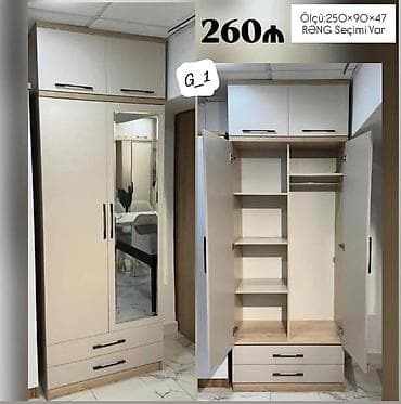 90: G_1 model qarderob - Ölçü: 250 × 90 × 47 sm - Rəng seçimi var - — 1