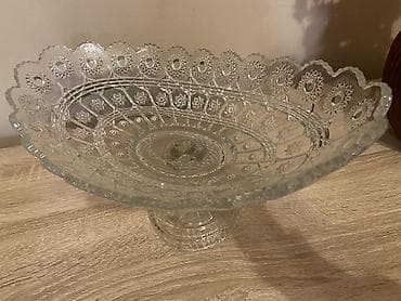 çəngəl qaşıq dəstləri: Şüşə meyvə/gülabə qabı – ayaqlı, oymalı dizayn - Material: qalın — 2