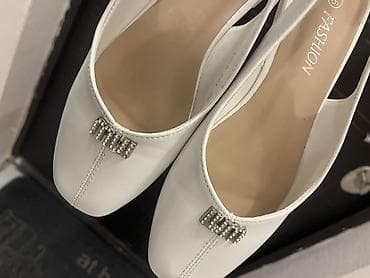 ağ ayaqqabılar: Ağ rəngli qadın balerinləri/slingback ayaqqabılar - Burun: yumru - Üst — 2