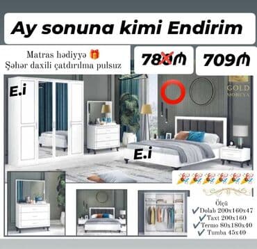 tek neferlik yataqlar: *Yataq dəsti "Yeni " 709 AZN 💥* ✔️Rəng seçimi var ✔️ *Şəhər daxili — 1