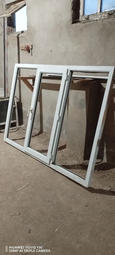 стекло: Б/у Двухкамерное Пластиковое окно, Ширина: 120 см, Длина: 144 см — 1