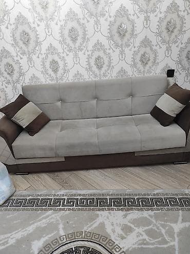Çevrilən divan bazalı – bej/qəhvəyi rəng kombinasiya - 3 yerlik rahat