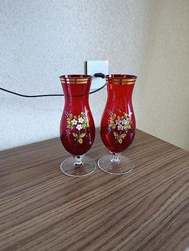 şuşe silen: Qədəhlər, rəng - Qırmızı, Şüşə, 2 ədədli dəst, Çexiya — 2