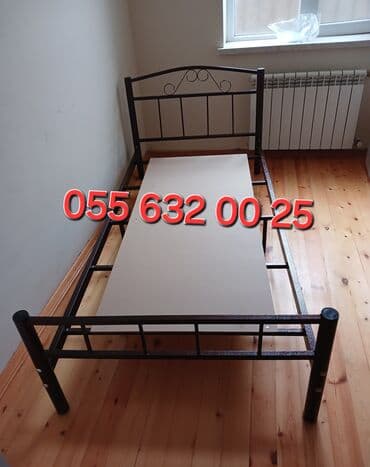 dəmir carpayı: Yeni, Təknəfərlik çarpayı, Bazasız, Matras ilə, Siyirməsiz, Azərbaycan — 2