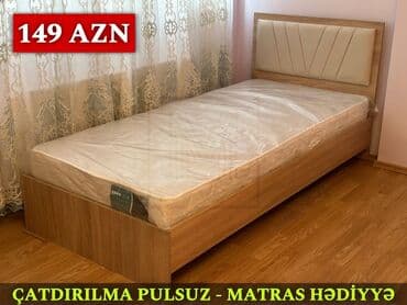 Yeni, Təknəfərlik çarpayı, Bazalı, Matras ilə, Siyirməsiz, Azərbaycan — 3