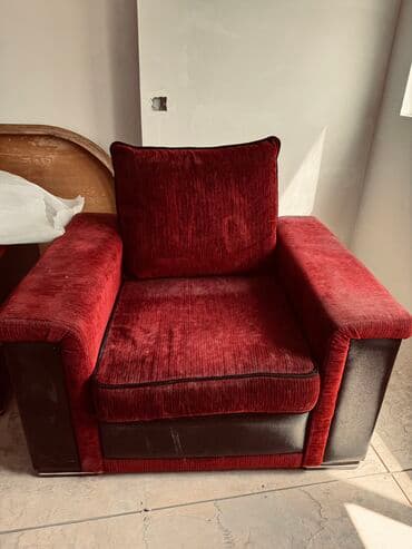 диван и 2 кресла мягкая мебель: Divan, İşlənmiş, Açılmayan, Bazasız, Vеlur parça, Çatdırılma yoxdur — 4