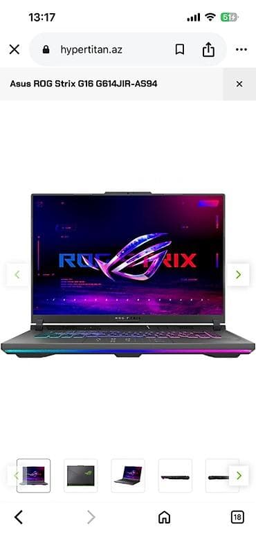 Asus ROG Strix G16 G614JIR-AS94 oyun noutbuku Model Asus ROG Strix G16