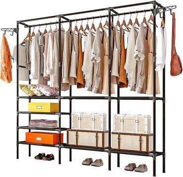 вешалка для шарфов: Asilqan rəf dolab Ölçu:160*36*170sm Metal kanstruksia Paltarlarnizi — 1