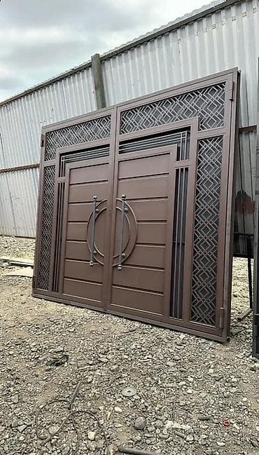 мох: Железо Дворовые ворота, Распашные, Механические, С фрамугой, цвет - Коричневый, Нет кредита — 3