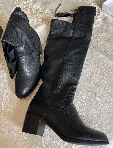 длинные резиновые сапоги: Ботфорты, Размер: 40, цвет - Черный, Новый — 2