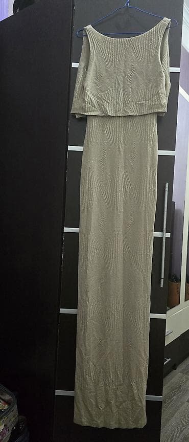 Zərif parıltılı don – uzun, geniş balaqlı model. Rəngi şampan/bej — 1