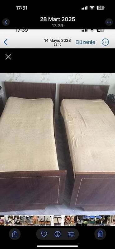 İki ədəd tək nəfərlik çarpayı dəsti - Model: klassik dizaynlı, taxta