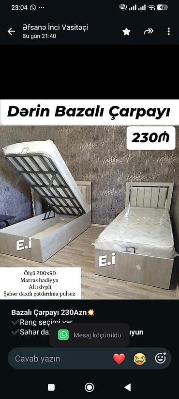 *Bazalı Çarpayı 230Azn💥* ✔️Rəng seçimi var ✔️Səhər daxili çatdırılma — 1