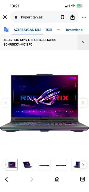ailenet elaqe: Model ROG Strix G16 G614JU-N3156 Tip Noutbuk Təyinat Gaming Proqram — 1