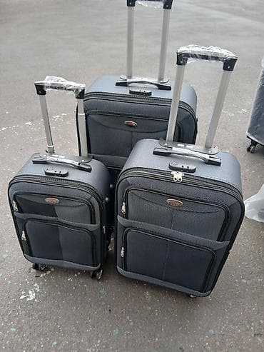 çant: 3-lü səfər çantası dəsti - Rənglər: tünd qırmızı və tünd boz - — 2