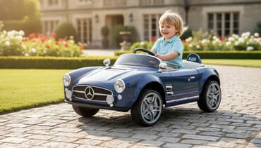 uşaq kalyasqası: Uşaq elektrik avtomobili-açıq üstlü 2 mindəlik retro üslub, xrom — 1