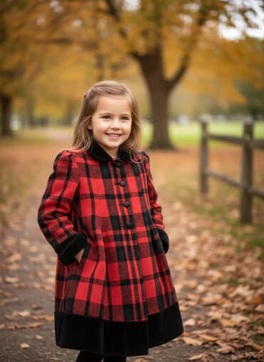 Qız uşağı üçün zolaqlı naxışlı qalın paltarım/plaş. - Rəng