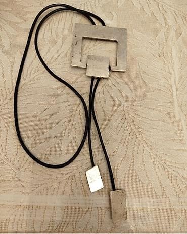 asma: Müasir dizaynda bəzək dəsti - Kolye 1: Qara dərişəkilli iplə — 2