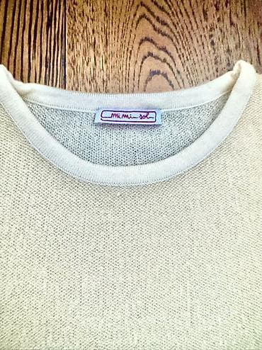 Koftalar, sviterlər: MiMiSol markalı qısaqol trikotaj bluz - Rəng: krem/şampan - Model — 2