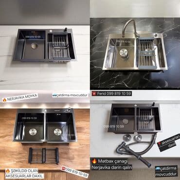 mətbəx moykası: Yeni Kvadrat Mətbəx çanağı, Şkafsız, Paslanmaz polad, Pulsuz çatdırılma — 1