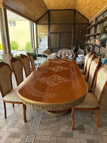 həsir stol stul: Qonaq otağı üçün, Açılmayan, Oval masa, 8 stul — 4