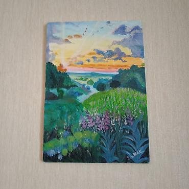 deniz şekli: Əl işi rəsm lövhələri – 2 ədəd 1) Çiçək kompozisiyası - Texnika — 2