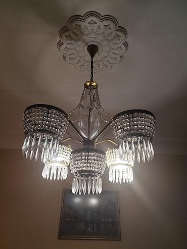 xrustal vaz: Çılçıraq, 5 lampa, Xrustal — 3