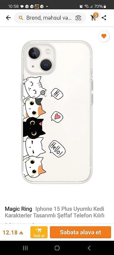 İphone 15 plus üçündür. Yenidir. İphone 15 üçün alınıb uyğun olmadığı